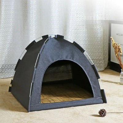 niche-chat-tente-gris-fonce
