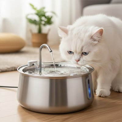 fontaine-à-eau-pour-chat-en-inox