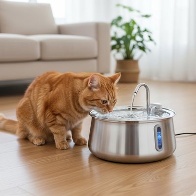 fontaine-à-eau-pour-chat-inox