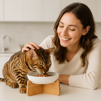 chat-Bengal-qui-mange-dans-sa-gamelle-anti-glouton