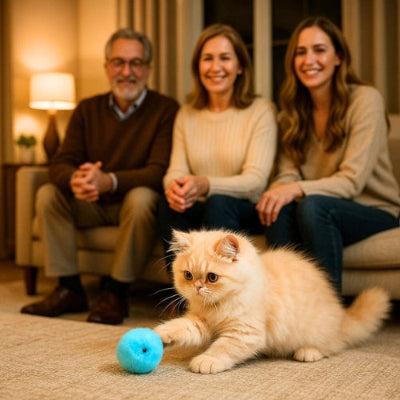 chat-persan-joue-avec-une-balle-bleu-et-sonore