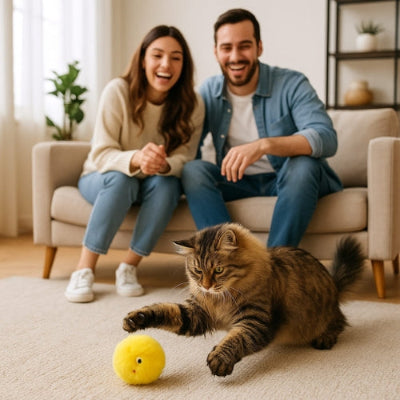 chat-poil-longs-joue-avec-une-balle-jaune-et-sonore