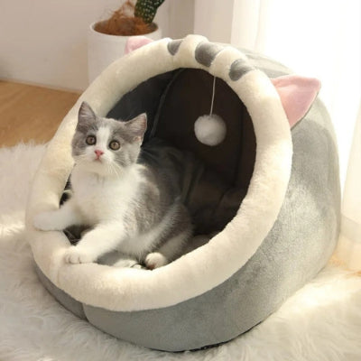 niche-pour-chat-grise-et-rose